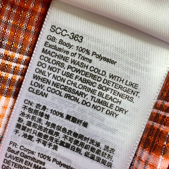 EUC Marmot Orange Plaid Short Sleeve Button Down Shirt - Picture 9 of 9